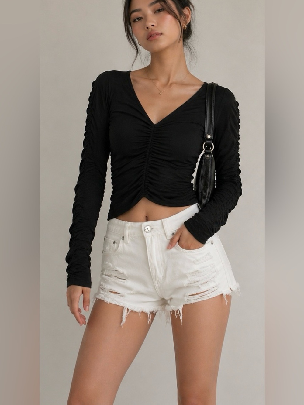 Zara White Jean Shorts High-Waisted Casual Fit